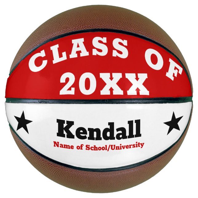 Red White Personalisiert Abschluss Basketball (Vorderseite)