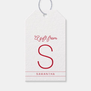 Red White Personalisiert Modern Name Ursprünglich Geschenkanhänger