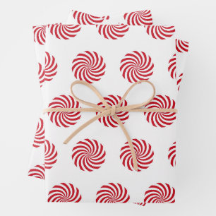 Red & White Pinwheel Weihnachten Geschenkpapier Set
