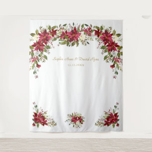 Red White Poinsettia Wedding Foto Stand Hintergrun Wandteppich
