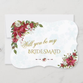 Red White Poinsettia wirst du meine Bridesmaid sei Einladung