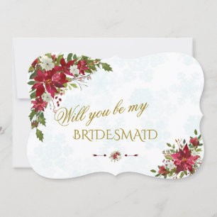 Red White Poinsettia wirst du meine Bridesmaid sei Einladung