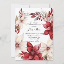 Red White Poinsettia Wreath Wedding Celebration
