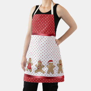 Red & White Polka Dot & Gingerbrett Weihnachten Schürze