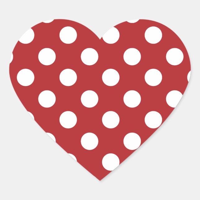 Red White Polka Dot Herz-Aufkleber (Vorderseite)