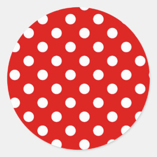 Red & White Polka Dot Muster Runder Aufkleber
