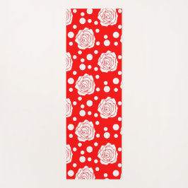 Red White Polka Dots Floral Illustration Design Yogamatte