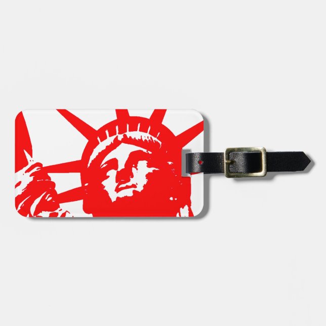 Red & White Pop Art Lady Liberty Gepäckanhänger (Vorderseite horizontal)