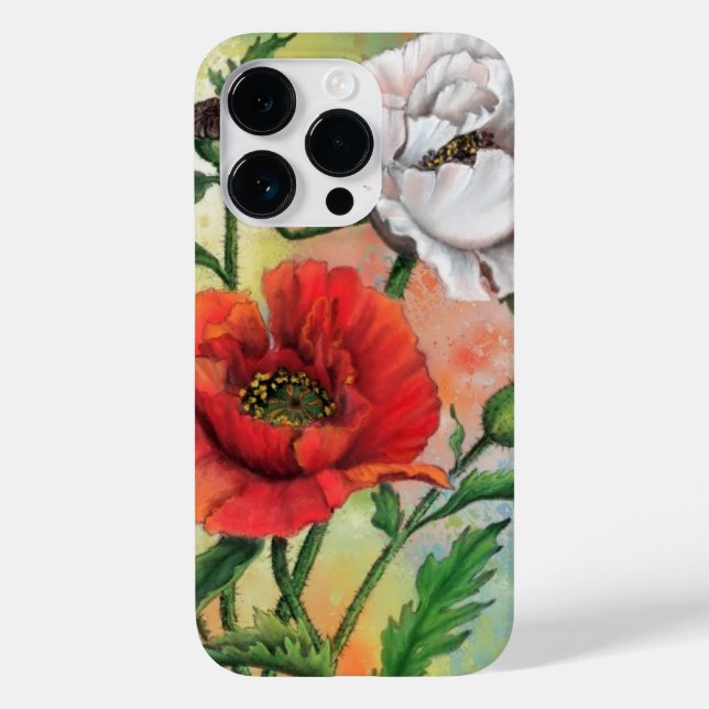 Red White Poppy Case-Mate iPhone 14 Pro Hülle (Rückseite)