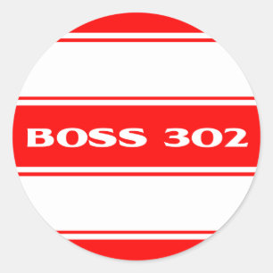 Red White Race Stripes Boss 302 Motoraufkleber Runder Aufkleber