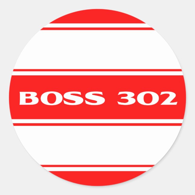Red White Race Stripes Boss 302 Motoraufkleber Runder Aufkleber (Vorderseite)