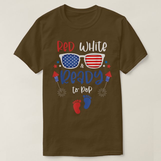 Red White & Ready to Pop 4. Juli Schwangerschaft A T-Shirt (Design vorne)