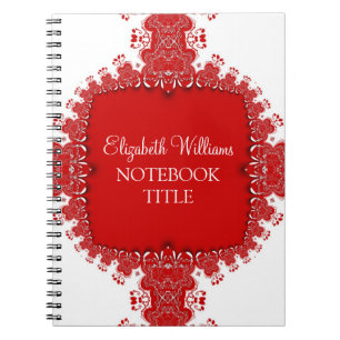 Red White Regal Decor Lace Notebook Notizblock