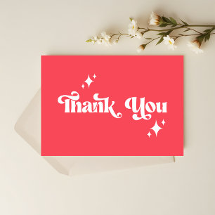 Red & White Retro Vintage Wedding Dankeskarte