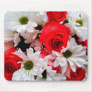 Red-White-Rose-Daisies-Bouquet Mousepad