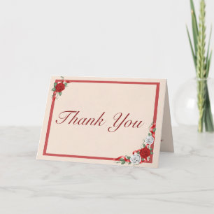 Red & White Roses Hochzeit Vielen Dank Karten