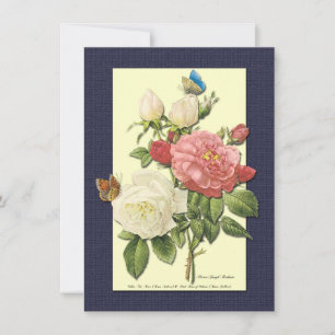 Red White Roses und Butterfly Custom Einladungen