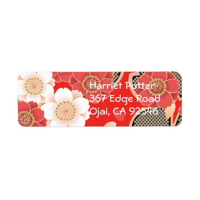 Red & White Sakura Japanischer Kimono (Vorne)