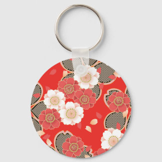 Red & White Sakura Japanischer Kimono Schlüsselanhänger