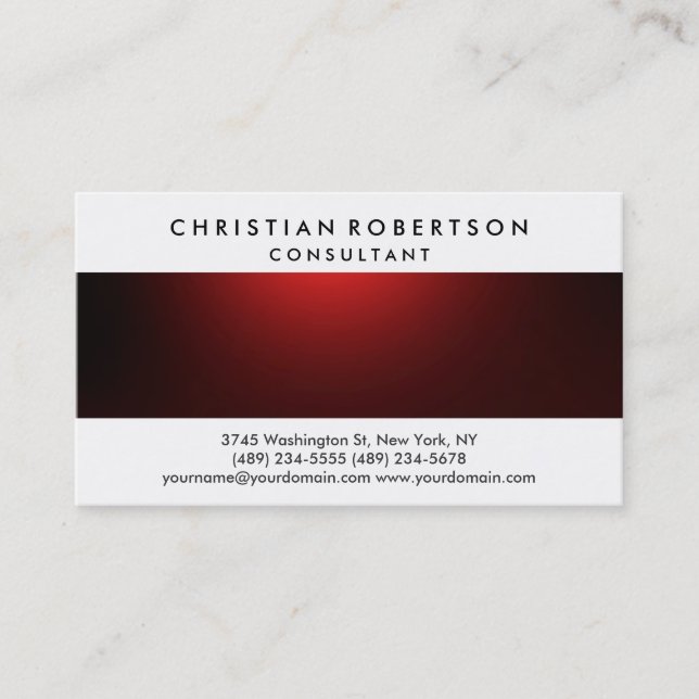 Red White Schlicht Modern Consultant Business Card Visitenkarte (Vorderseite)