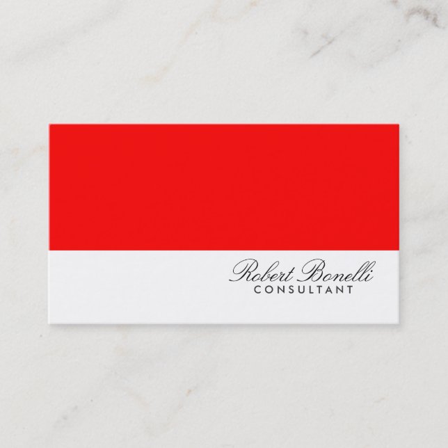 Red White Schlicht Modern Consultant Business Card Visitenkarte (Vorderseite)