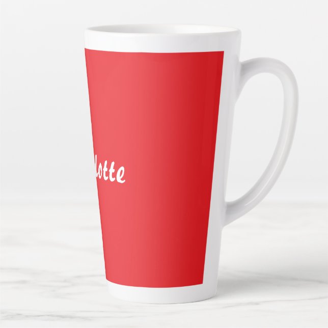 Red White Script Elegant Minimalistisch Moderner N Milchtasse (Rechts)