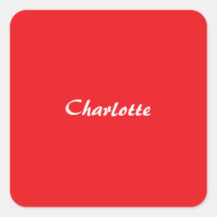 Red White Script Elegant Minimalistisch Moderner N Quadratischer Aufkleber
