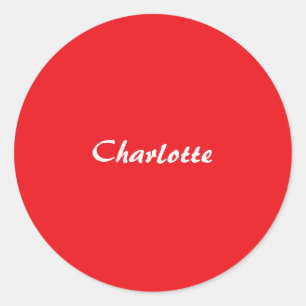 Red White Script Elegant Minimalistisch Moderner N Runder Aufkleber