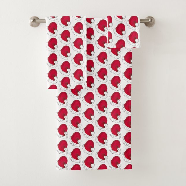 Red White Secret Santa Claus Hat Weihnachtsfeierta Badhandtuch Set (Insitu)