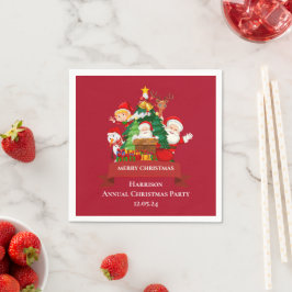 Red & White Simple Frohe Weihnachten Serviette
