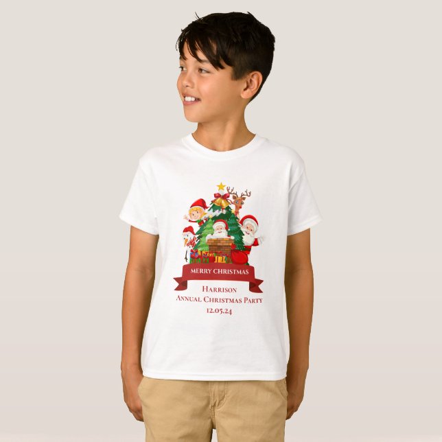 Red & White Simple Frohe Weihnachten T-Shirt (Vorne ganz)