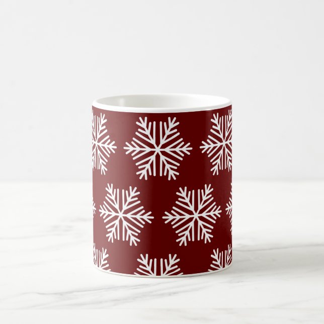 Red White Snowflake Christmas Pattern Coffee Mug  (Centre)