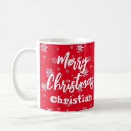 Red White Snowflake Elegant Einfach Frohe Weihnach Kaffeetasse