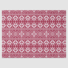 Red & White Snowflake & Floral Fair Isle Christmas Seidenpapier