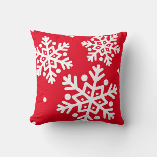 Red White Snowflake Moderne Klassik Kissen