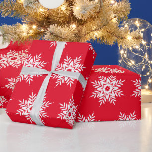 Red White Snowflake Muster Geschenkpapier