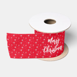 Red White Snowflake Muster Moderne frohe Weihnacht Satinband