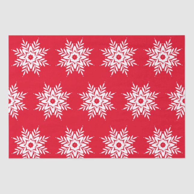 Red White Snowflake Muster Seidenpapier (Vorderseite)