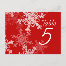 Red White Snowflake Weihnachten Hochzeit Tischnumm Postkarte