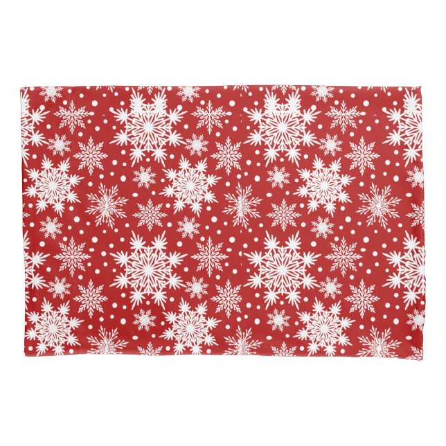 Red & White Snowflake Weihnachten Klassisches Must Kissenbezug (Vorderseite)
