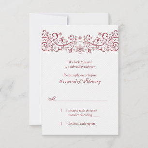 Red White Snowflake Winter Wedding Repair Card Einladung