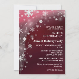 Red White Snowflakes Corporate Holiday Party Einladung