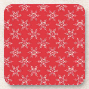 Red White Snowflakes Getränkeuntersetzer