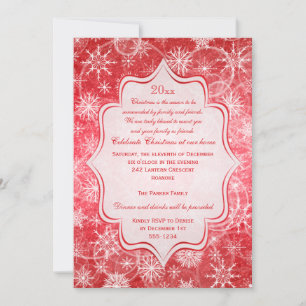 Red, White Snowflakes Invitation Fête de Fête