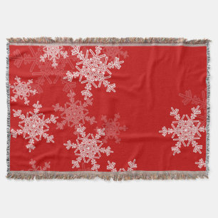 Red White Snowflakes Minimalistisch Weihnachten Decke