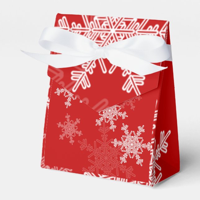 Red White Snowflakes Minimalistisch Weihnachten Geschenkschachtel (Vorderseite)