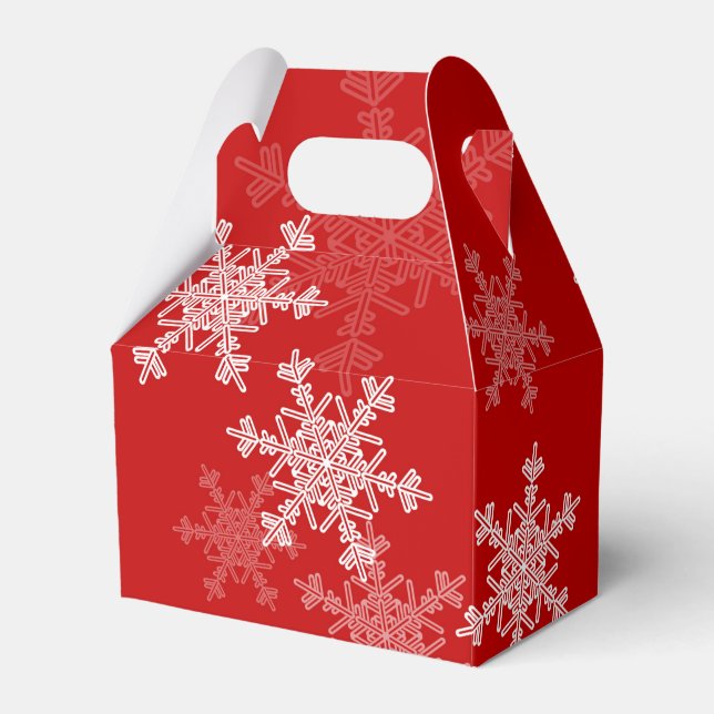 Red White Snowflakes Minimalistisch Weihnachten Geschenkschachtel (Vorderseite)