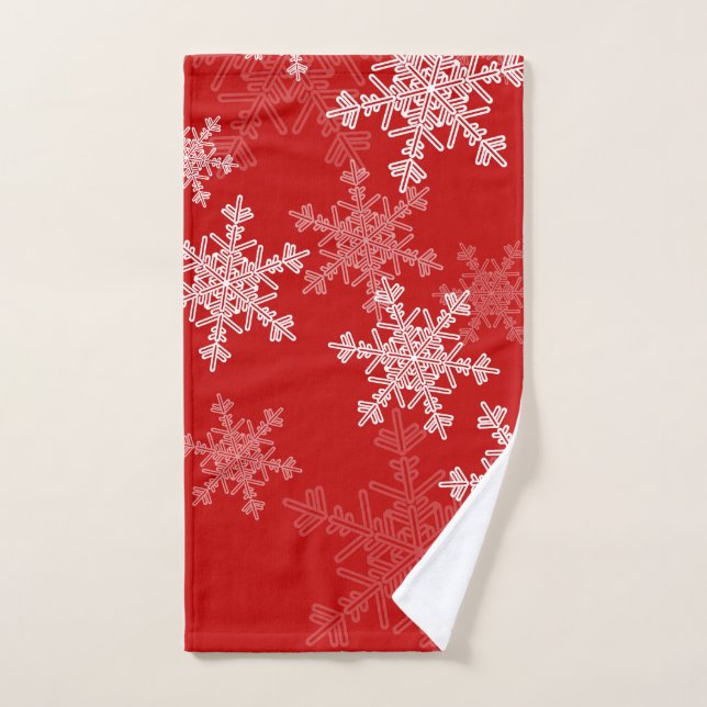 Red White Snowflakes Minimalistisch Weihnachten Handtuch (Handtuch)