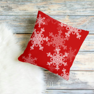Red White Snowflakes Minimalistisch Weihnachten Kissen