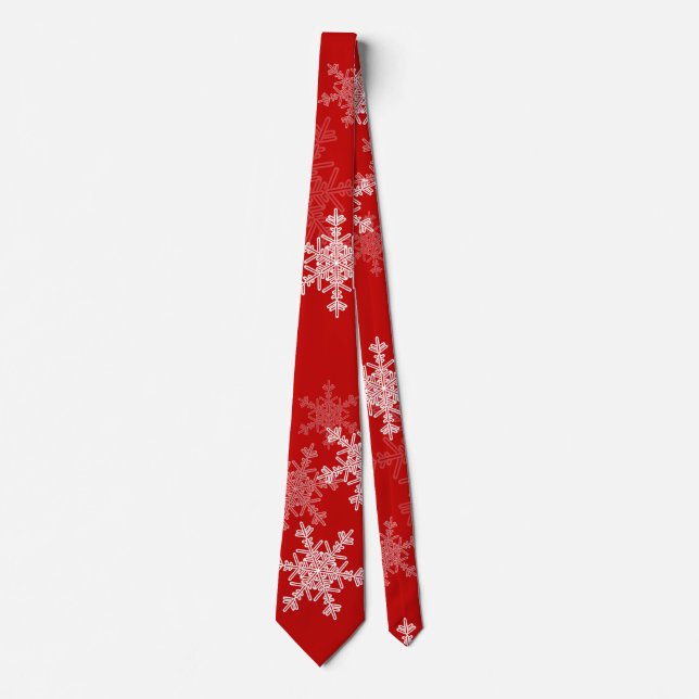 Red White Snowflakes Minimalistisch Weihnachten Krawatte (Vorderseite)